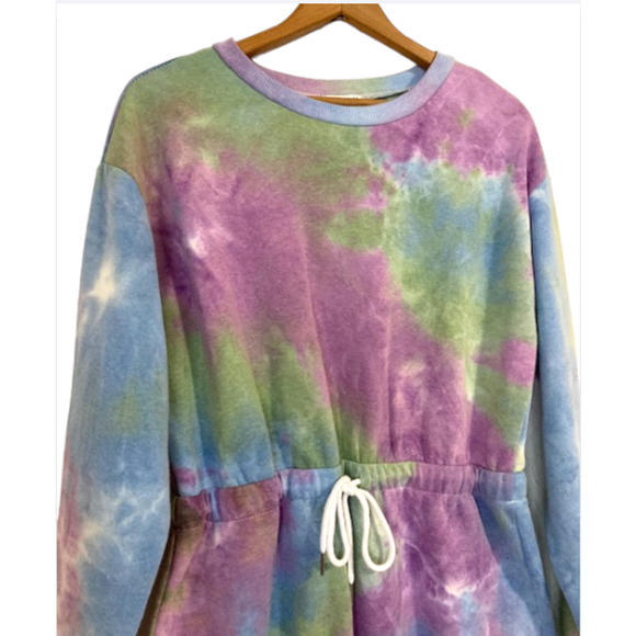 NEW Tie Dye Sweatshirt Dress - Angel Kiss - Size Large - Picture 2 of 7